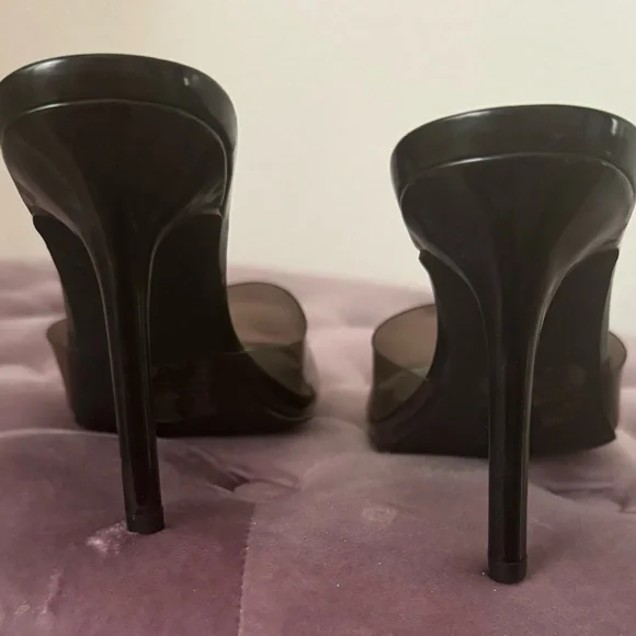 Steve Madden Black Clear Mule Square Sandals - Picture 3 of 4